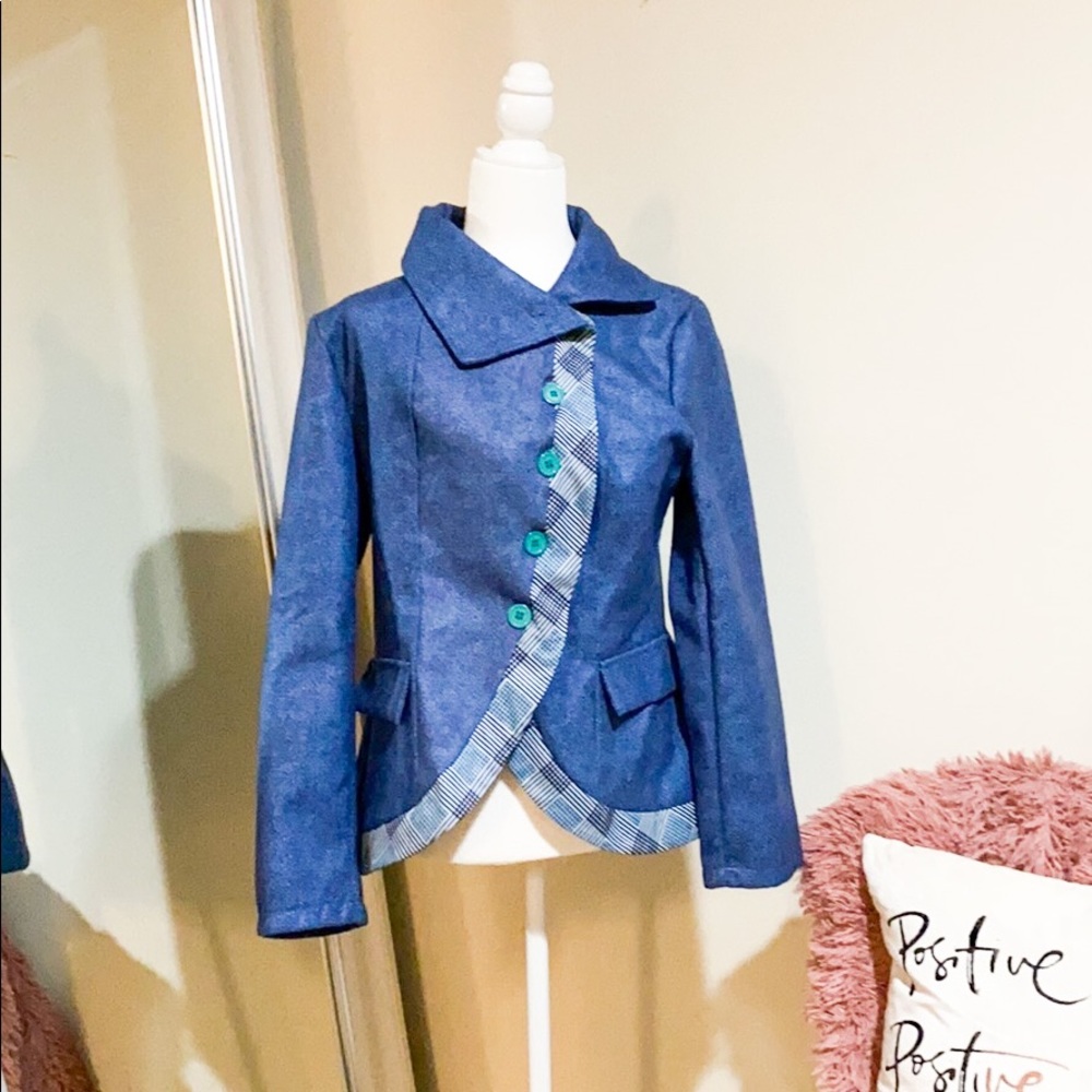 Misslook Blue & Green Blazer